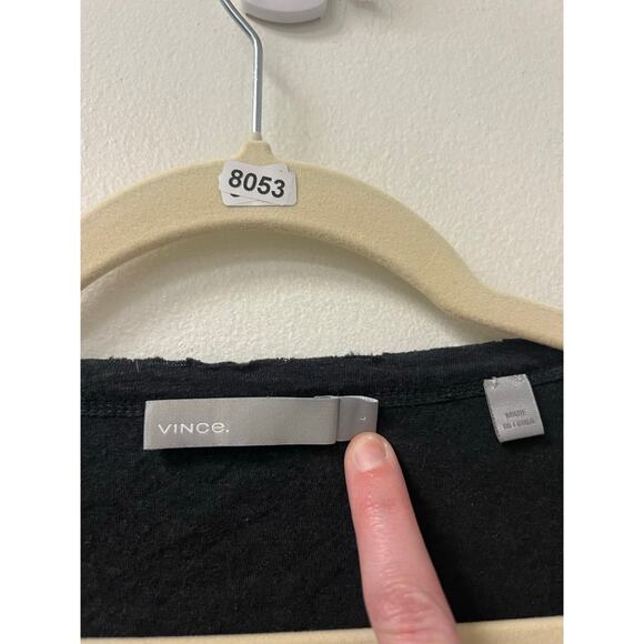 Vince Black Sleeveless Cotton Tee Sz L - Picture 3 of 3